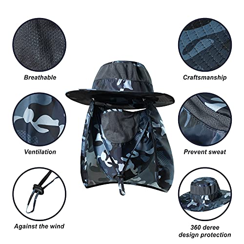 Fishing Hat,Sun Cap with UPF 50+ Sun Protection and Neck Flap,for Man and Women - color: Army Green