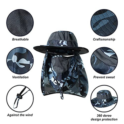 Fishing Hat,Sun Cap with UPF 50+ Sun Protection and Neck Flap,for Man and Women - color: Army Green
