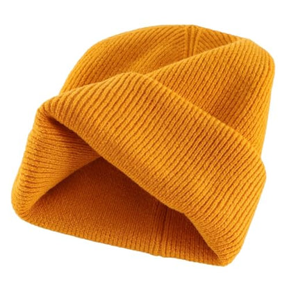 Connectyle Thick Cuffed Beanie for Men & Women Double Layer Knit Winter Hat Acrylic Watch Hat Warm Stocking Skull Cap - color: Golden Yellow