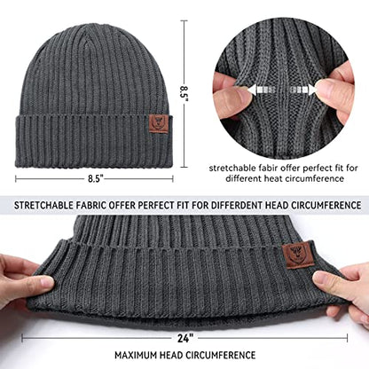 OZERO Winter Beanie for Men Women,Thermal Knit Soft Fleece Lined Hats - color: Coal Grey