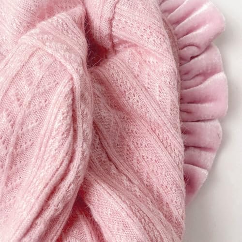 Lovely Baby Girl Bonnet Soft Ruffle Brimmed Newborn Baby Beanie - color: Pink+white