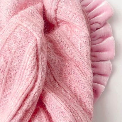 Lovely Baby Girl Bonnet Soft Ruffle Brimmed Newborn Baby Beanie - color: Pink+white