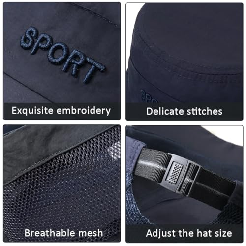 Cadet Army Cap Mesh Quick Qry Flat Top Cap Military Hat for Men Women - color: Navy