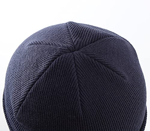 Home Prefer Mens Winter Hats Acrylic Knit Cuff Beanie Cap Warm Womens Beanie Hat - color: Navy Blue