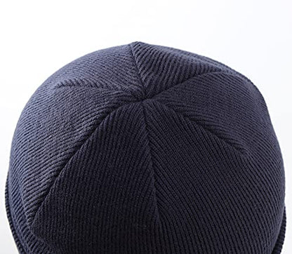 Home Prefer Mens Winter Hats Acrylic Knit Cuff Beanie Cap Warm Womens Beanie Hat - color: Navy Blue
