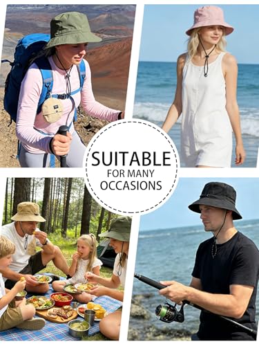 Splash-Proof Packable Bucket Hat for Men Women Lightweight Foldable Fishing Hiking Sun Hat with Adjustable Chin Strap - color: Green