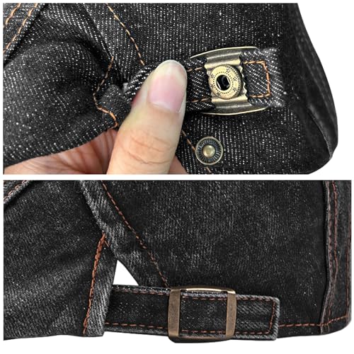 meioro Women Denim Newsboy Hat Cotton Flat Cap Ivy Gatsby Driving Hunting Gatsby Cabbie Denim Hats for Men - color: Black-b