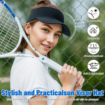Sukeen Cooling Stretchy Sun Visor for Women Men UV Protection Cooling Hat - color: Black
