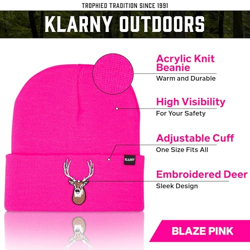 Blaze Orange Deer Hunting Hat, Stretchy Knit Hunting Beanie, One Size - color: Pink, style: 1 Pack