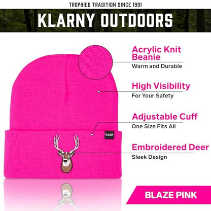 Blaze Orange Deer Hunting Hat, Stretchy Knit Hunting Beanie, One Size - color: Pink, style: 1 Pack