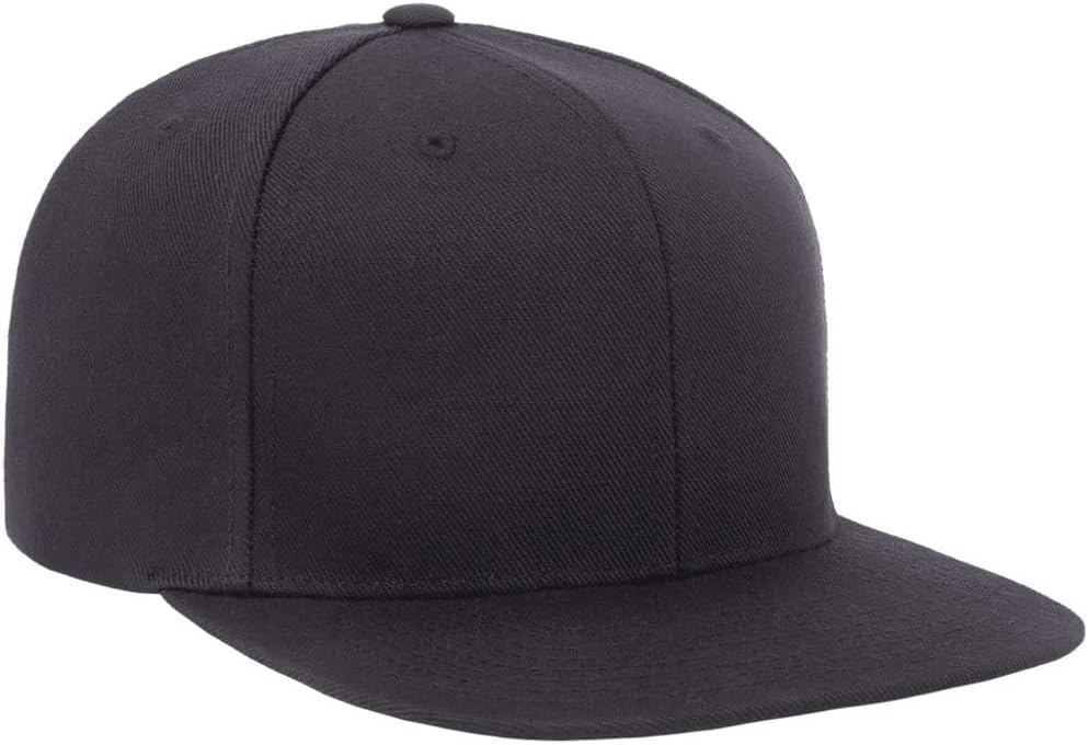 YP Classics 6089 Wool-Blended 6 Panel High Profile Flatbill Snapback Cap - color: Black