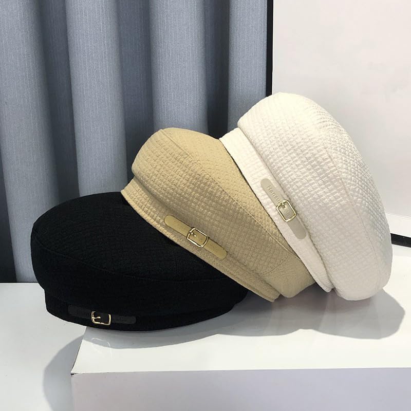 Elegant Lightweight Breathable Cap - 1pc Classic Newsboy Hat Solid Color Fashionable Hats for Women - color: White-0