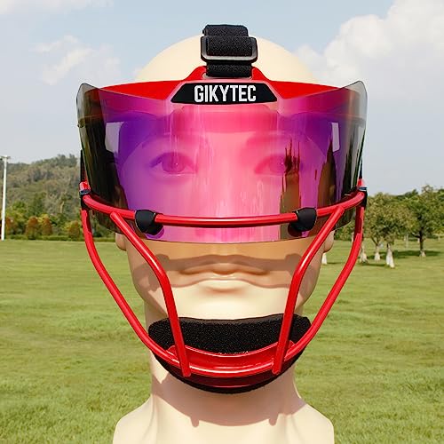 Universal Softball Visor - Softball Eye-Shield Mask - Baseball Sports Sunglasses - Face Shield - color: Red