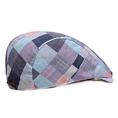 2 Pack Men's Plaid Cotton Flat Newsboy Ivy Cabbie Golf Gatsby Cap Hat - color: 228rb