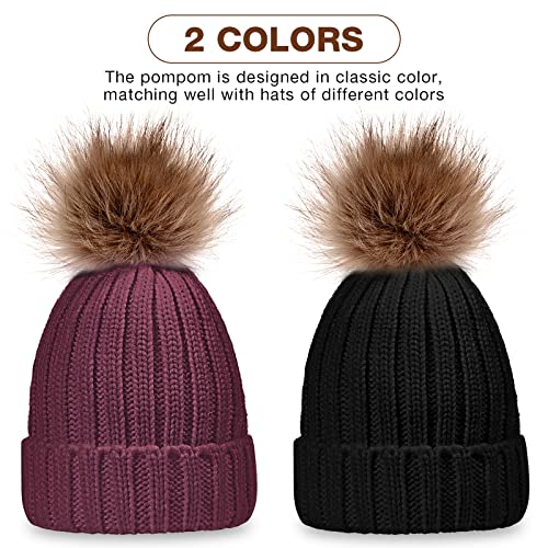 Syhood 4 Pcs Hat and Glove Set Winter Beanie and Glove Set - color: Black and Wine Red
