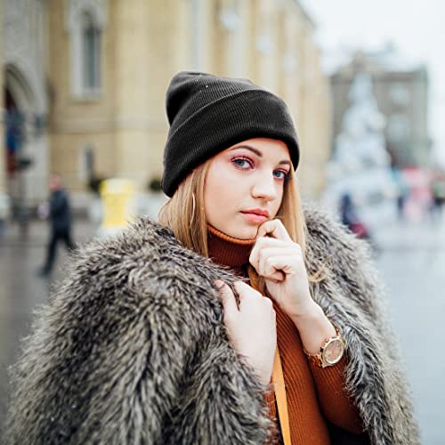 100% Cotton Beanie Hat Winter Hats Women Men Warm Knit Beanies - color: 2pcs-(black + Red)
