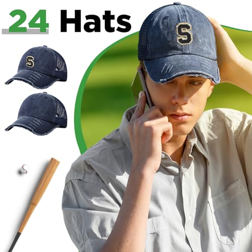 Suhine 24 Pcs Blank Trucker Hat Bulk,Unisex Baseball Cap - color: Dark Blue