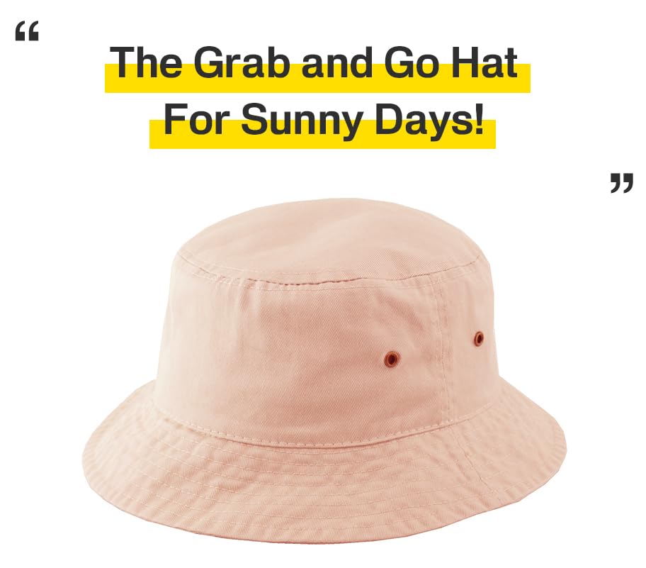 KBETHOS® 100% Cotton Washed Bucket Hat - color: Peach, size: Small-Medium
