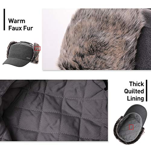 Jeff & Aimy Unisex Winter Earflap Trapper Hunting Ski Hat Baseball Cap 54-62CM - color: 99707#black, size: Large