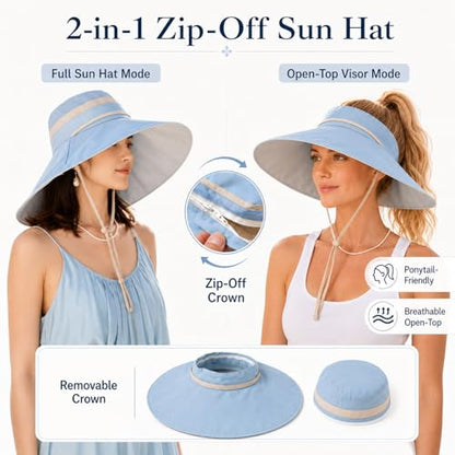 Women Wide Brim Sun Protection Hat Summer Fishing Hats - color: Lightblue