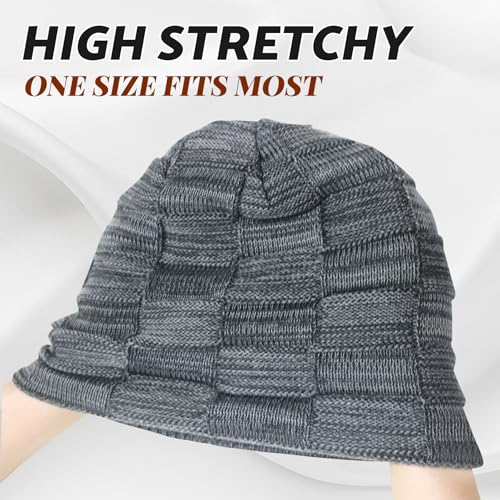 PFFY Beanie Hats for Men Women Winter Thick Warm Lined Beanies Skull Cap - color: （pure） Grey