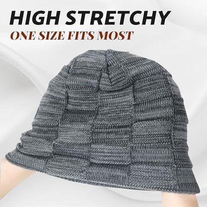 PFFY Beanie Hats for Men Women Winter Thick Warm Lined Beanies Skull Cap - color: （pure） Grey