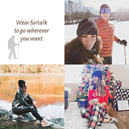 FURTALK Winter Hats for Women Fleece Lined Beanie Knit Chunky Womens Snow Cap - color: Light Pink