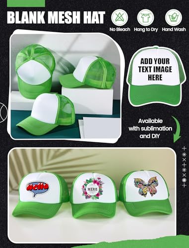 Tarpop 10 Pcs Sublimation Blank Trucker Hats Bulk - color: Fruit Green and White