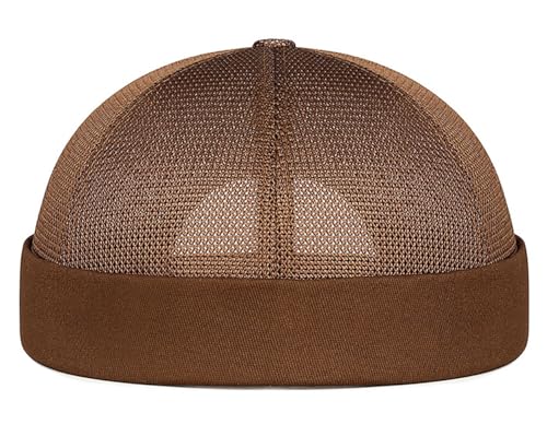 DIYDECAL Mens Mesh Brimless Cap,Summer Skullcap Docker Beanie Hat - color: Coffee