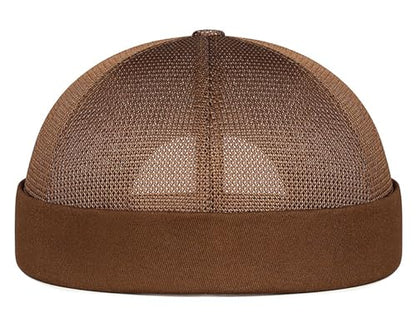 DIYDECAL Mens Mesh Brimless Cap,Summer Skullcap Docker Beanie Hat - color: Coffee