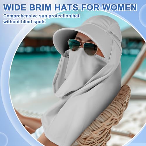 Skicuff 1/3 Pcs Women Sun Hat with Neck Flap - color: Grey