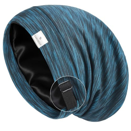 YANIBEST Slouchy Beanie Hat Satin Lined Sleep Cap Chemo Headwear Caps Blue - color: Blue, size: Medium