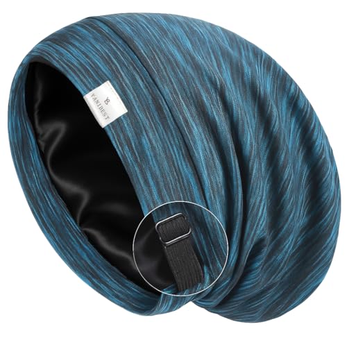 YANIBEST Slouchy Beanie Hat Satin Lined Sleep Cap Chemo Headwear Caps Blue - color: Blue, size: Large