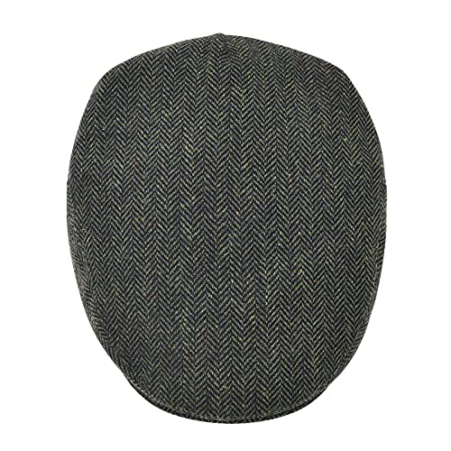 STARANCE Men Wool Blend Newsboy Cap Flat Hat - color: Herringbone Green, size: 7 1/4