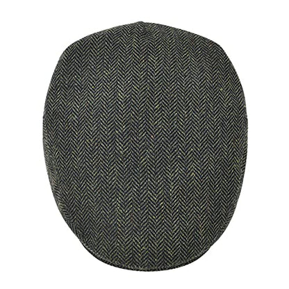 STARANCE Men Wool Blend Newsboy Cap Flat Hat - color: Herringbone Green, size: 7 1/4