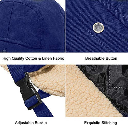 Peicees Aviator Hat and Goggles Pilot Costume Set for Adult Men and Women - style: Blue Hat+white Frame/Clear Lens