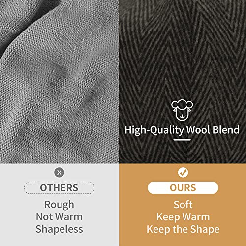 POUDAY Newsboy Cap for Men - Irish Newsies Cabbie Hat - Flat Winter Hat - color: Stripe-coffee, size: Medium