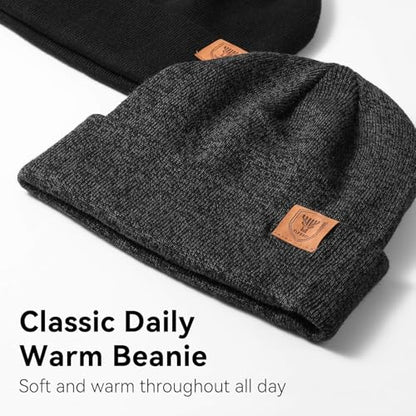 OZERO Beanie for Men and Women, Double-Layer Cuffed Knit Winter Hat - color: Gray+gray
