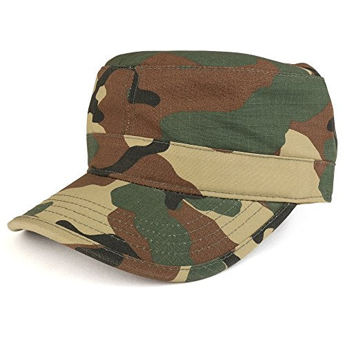 Ripstop Tear Resistant Military BDU Cotton Adjustable Cadet Style Army Cap - color: Woodland