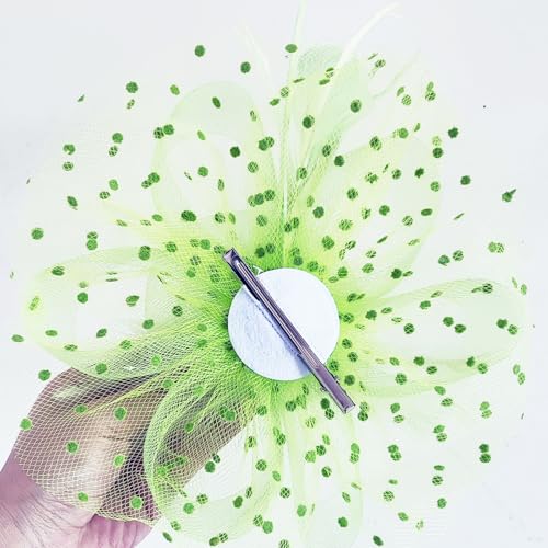 WLBON Fascinators Hat 20s 50s Headband Hair Clips Flower Mesh Veil Feather Headpiece Headwear Women Halloween Carnival Cocktail Wedding Church Cosplay Dress Up Birthday Tea Party Accessories Green - color: Light Green