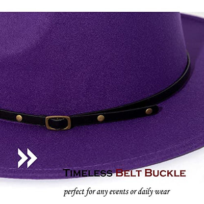 Lisianthus Women Belt Buckle Fedora Hat - color: Purple