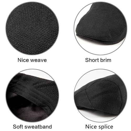 LADYBRO 2-Pack Unisex Flat Cap Newsboy Hats for Men Women Casual Adjustable - color: Black+khaki