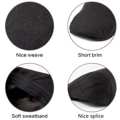 LADYBRO 2-Pack Unisex Flat Cap Newsboy Hats for Men Women Casual Adjustable - color: Black+khaki