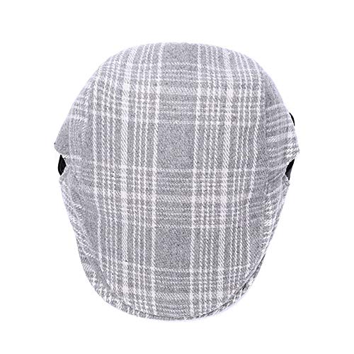 Quanhaigou Unisex Denim Newsboy Hats Flat Ivy Gatsby Cabbie Driving Berets Hat Cotton Dad Cap for Men Women - color: Gray Stripe