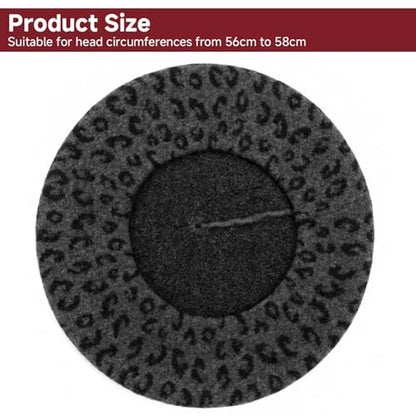French Wool Beret Hats for Women Man - color: Leopard Print-darkgray