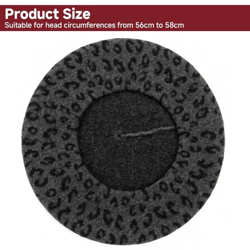 French Wool Beret Hats for Women Man - color: Leopard Print-darkgray