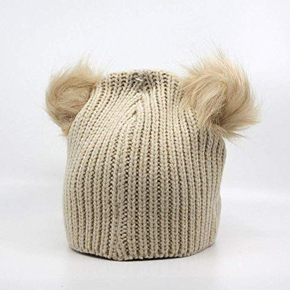 Woman's Warm Soft Cable Lace Pom Furry Flower Crochet Fashion Knit Hat - color: Pom Beanie, size: One Size