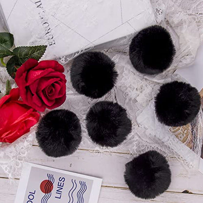 BQTQ 26 Pcs Faux Fur Pom Poms DIY Hat Pompoms with Elastic Loop (Black) - color: Black