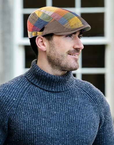 DIYDECAL Plaid Newsboy Hats Retro Flat Cap Gatsby Cabbie Driving Hat for Mens Womens - color: Yellow Colorful
