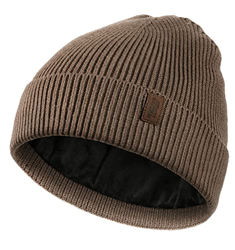 Wmcaps Winter Beanie for Men Women, Soft Warm Fleece Lined Knit Hat - color: Brown